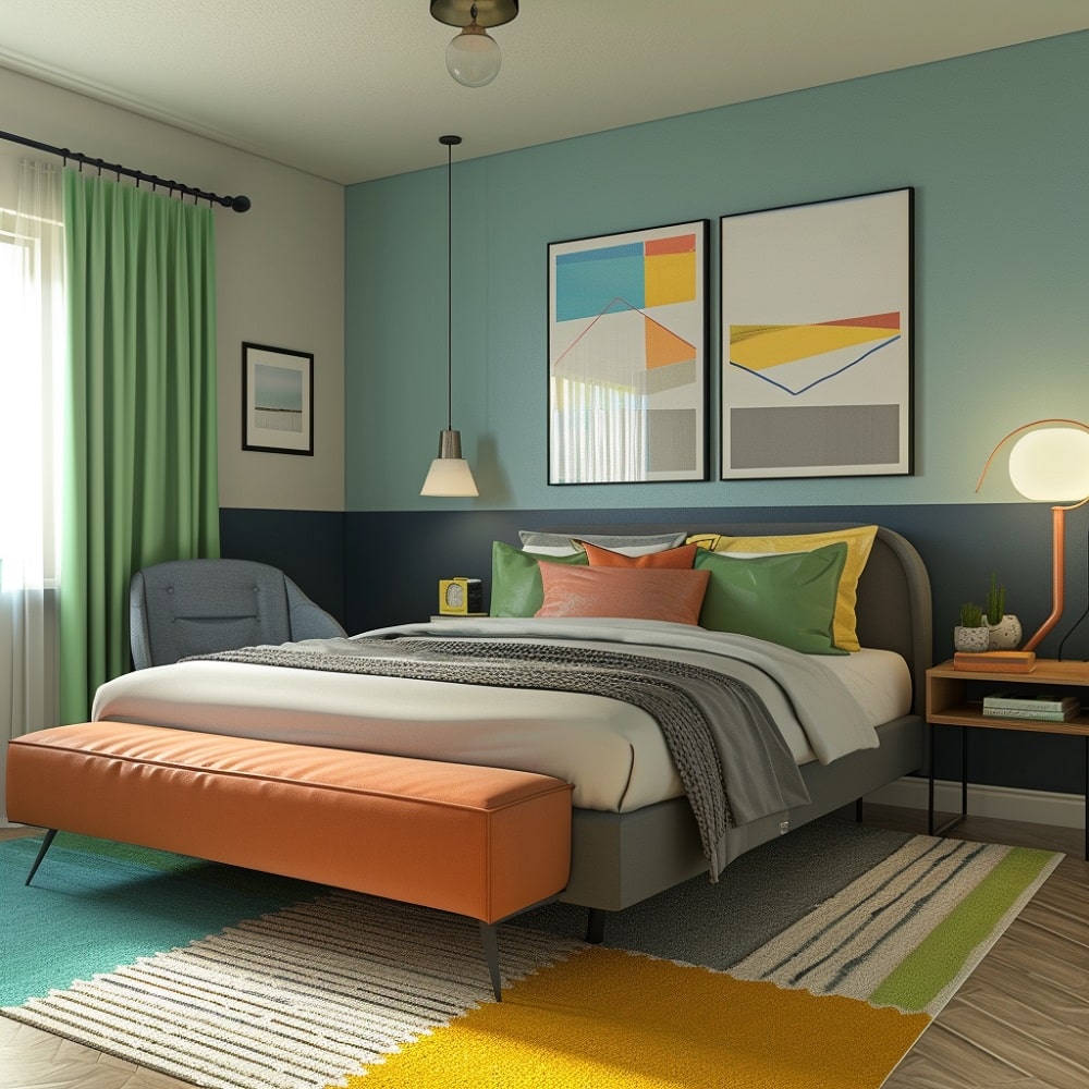 עיצוב חדר שינה בסגנון - Color Blocking